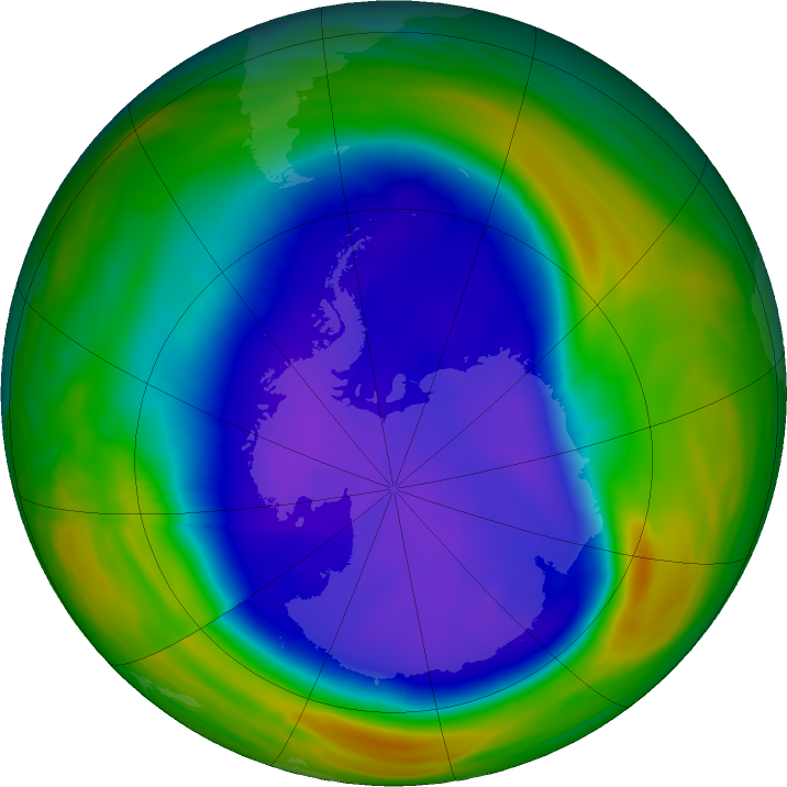 Antarctic ozone map for 19 September 2023